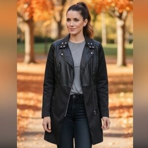 (🔥NEW with TAGS❗) - Black Leather Coat Jacket